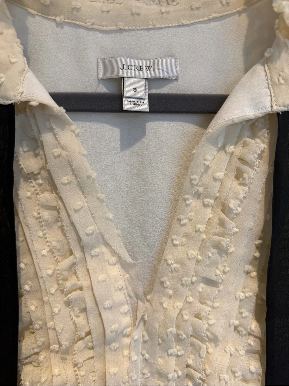 J.Crew Swiss Dot Silk Blend Cream Sleeveless Tie-Neck Dress